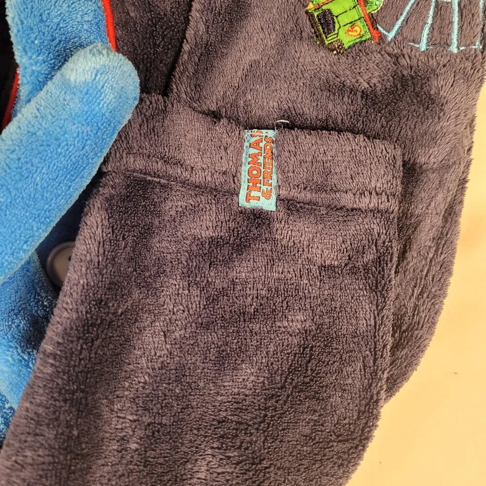 Thomas & Friends Bath Robe Boys 3T Blue Hood Fleece Belt 2007 Train Tank Engine